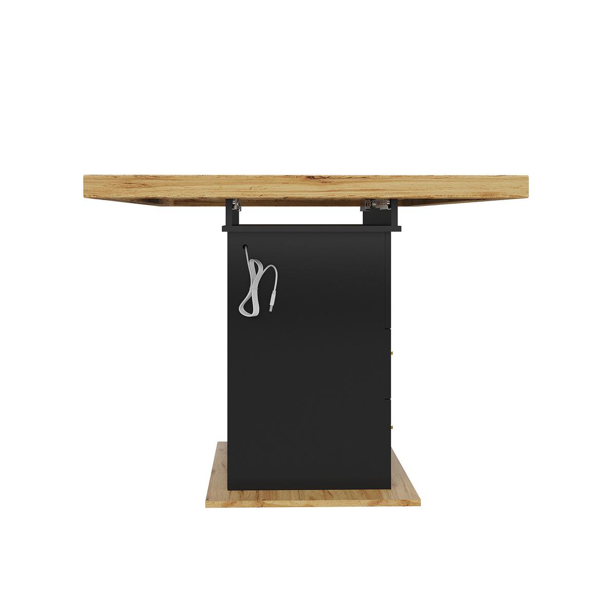 ESSTISCH Ausziehbar 110-140cm mit LED & 2 Schubladen Holzoptik - Naturfarben, Holzwerkstoff (80/110/75cm) - Urban Meuble