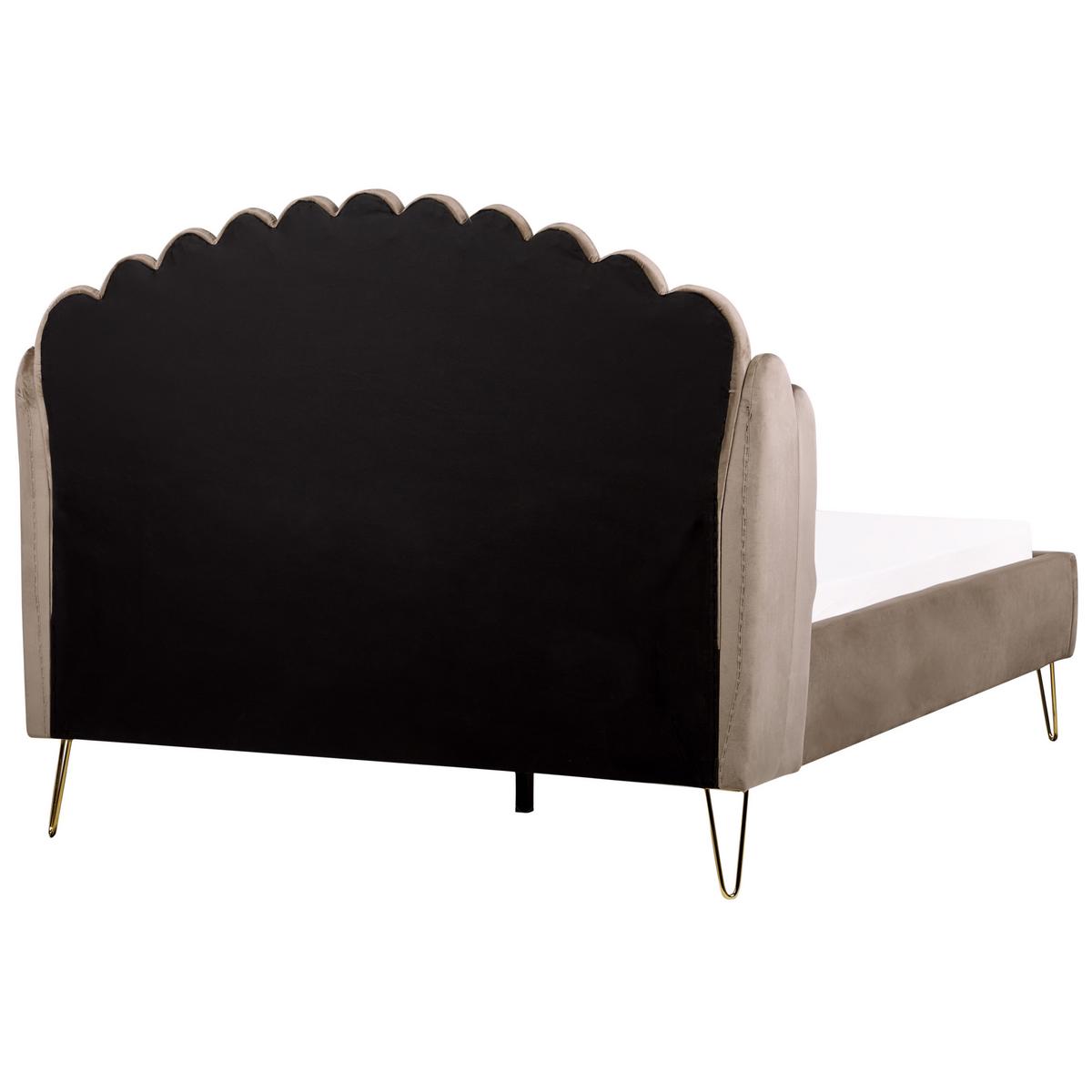 BETT mit Lattenrost 140/200 cm Samtstoff Taupe Ambillou - Taupe, Textil (140/200cm) - Beliani