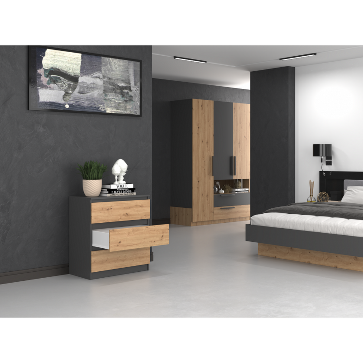 KOMMODE Anthrazit, Artisan 70/75/40 - Anthrazit, Holzwerkstoff (70/75/40cm) - RAUMHIRSCH FURNITURE