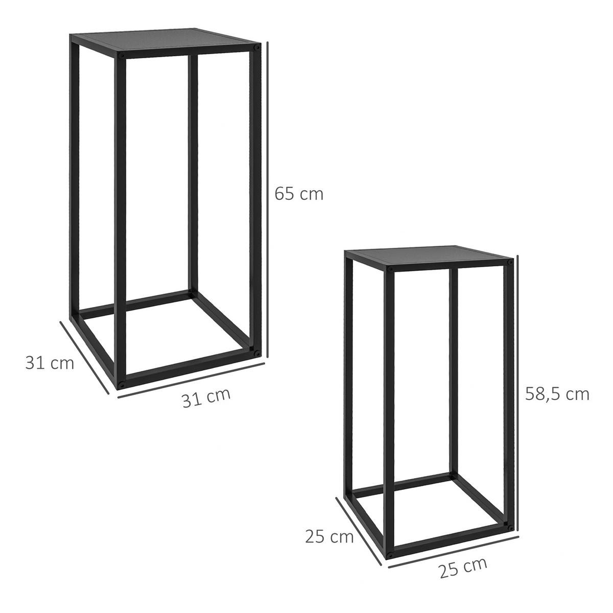 BLUMENSTÄNDER 2er Set Stahl Schwarz - Schwarz, Metall (31/31/65cm) - Outsunny