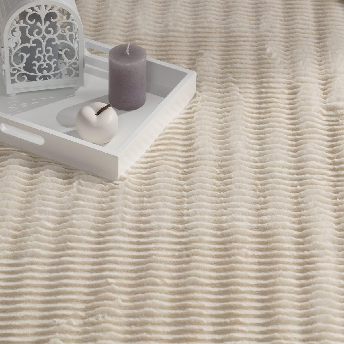 HOCHFLORTEPPICH Rauten Creme 160 x 220 cm - Creme, Kunststoff (160/220cm) - TT Home