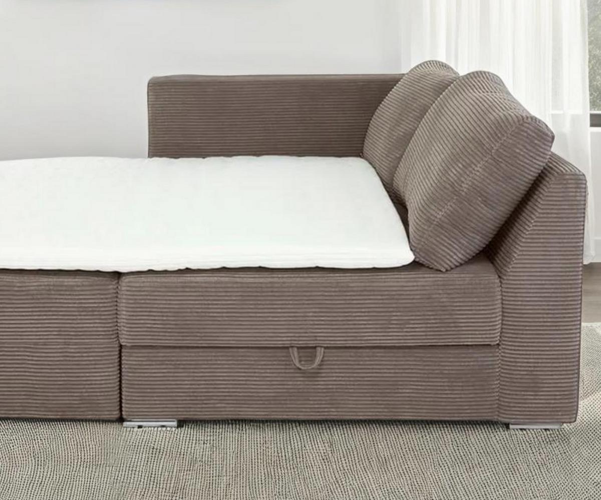 ECKSOFA-DAUERSCHLÄFER Boxspring Federkern Topper Bettkasten, seitenverkehrt montierbar B260/T181/H88 cm, Cord Braun Taupe / 15234 - Chromfarben/Braun, Textil/Metall (260/181cm) - luma-home