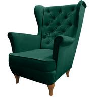 CHESTERFIELD-SESSEL Falco grün mit Holzbeinen - Buchefarben/Grün, Holz/Textil (82/102/92cm) - Beautysofa