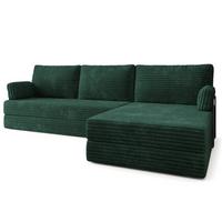 ECKSOFA ANKO modulares Boneless Sofa mit Schlaffunktion Grün Kordstoff - Grün, Textil (270/160cm) - MASSENO