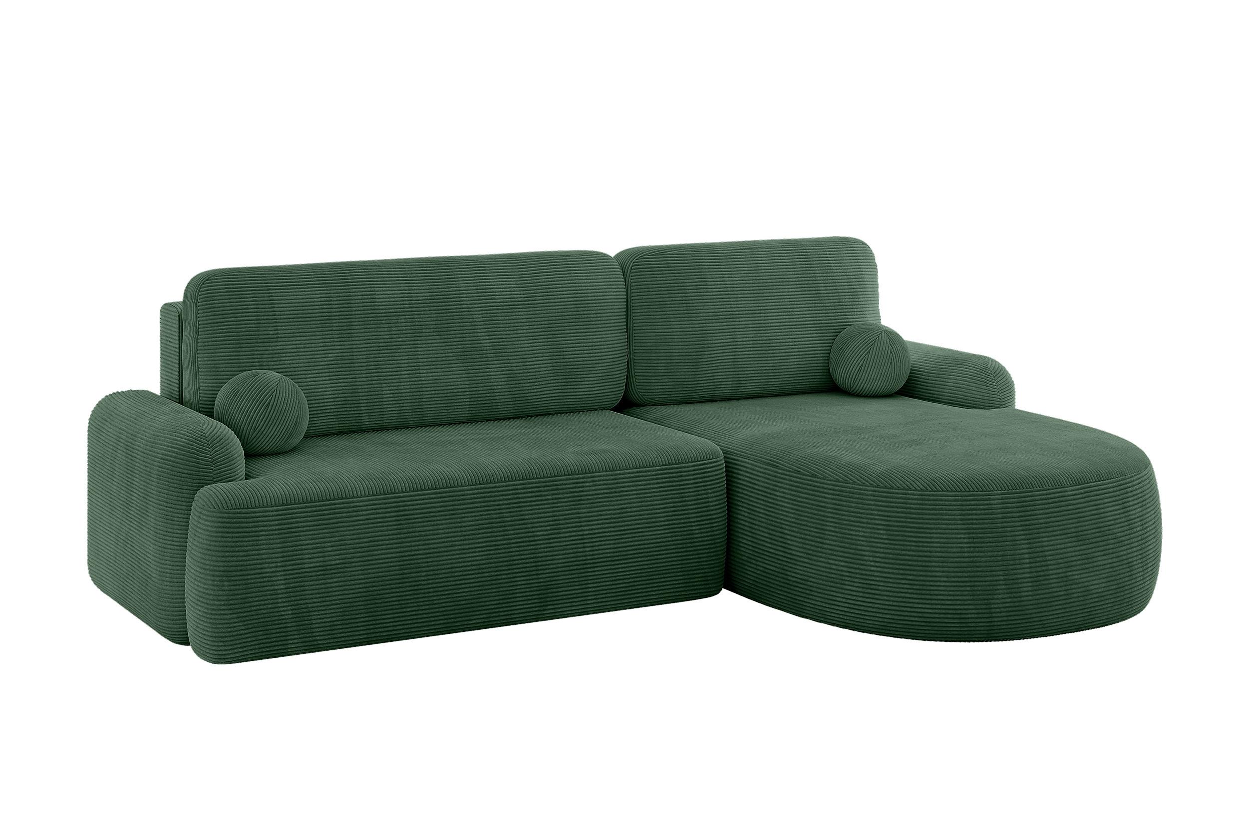 ECKSOFA mit Schlaffunktion und Bettkasten LIRA-L - 264x172x89 Grün - Grün, Holzwerkstoff/Textil (172/264cm) - ALTDECOR