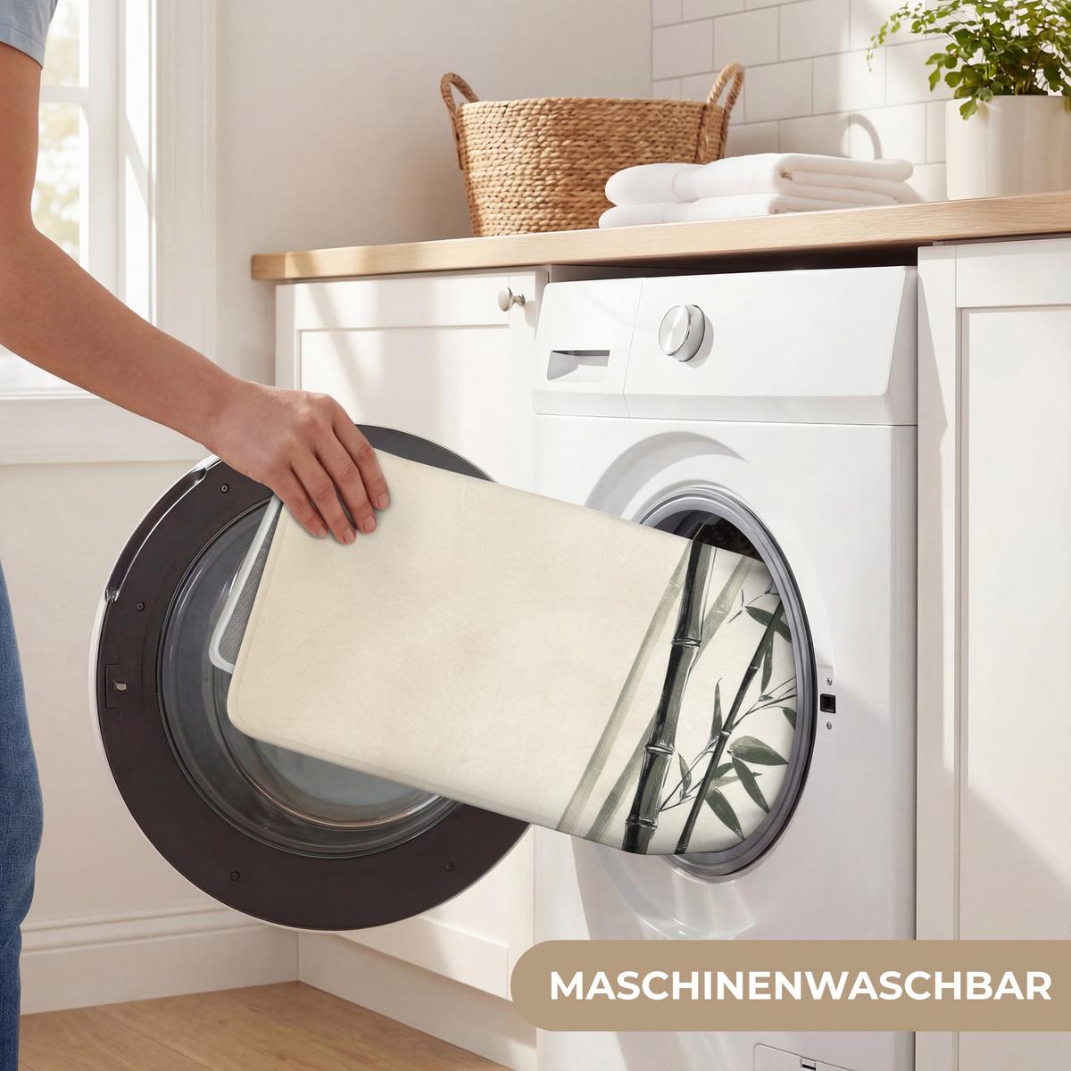 BADEMATTE Japandi - Bambus - Beige 120x60 cm - Ecru, Textil (120/60cm) - OnlyWow