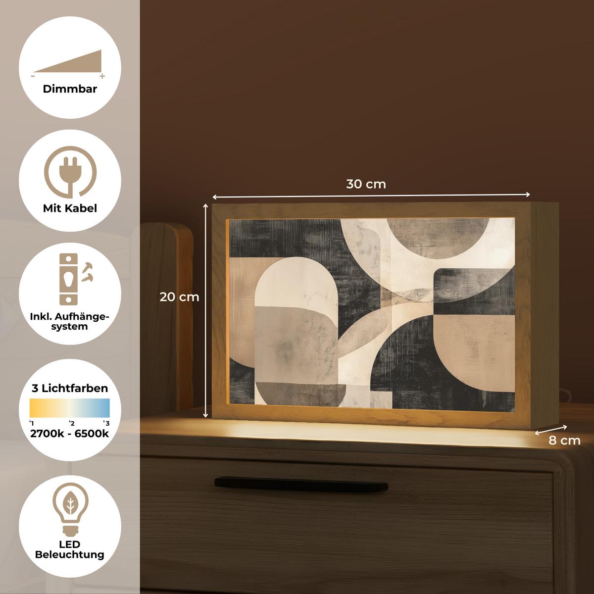 WANDLEUCHTE Abstrakt - Formen - Modern - Beige 30x20 cm - Grau, Holzwerkstoff (30/20/8cm) - OnlyWow