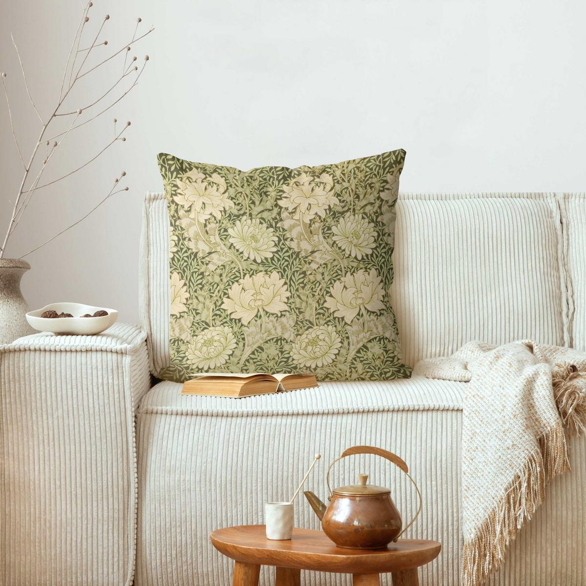 KISSENBEZUG William Morris Muster - Große Blüten 40/40 cm - Grün, Textil (40/40cm) - Bilderwelten