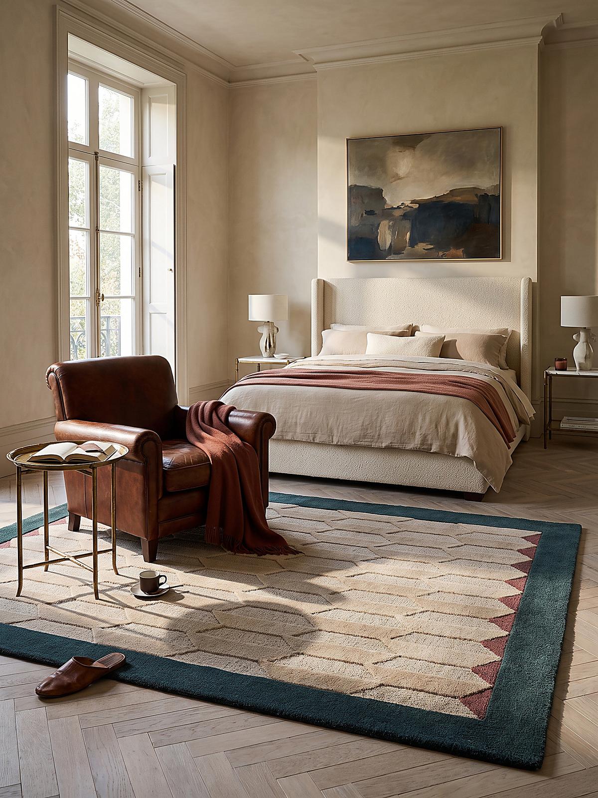 WOLLTEPPICH handgetuftet DARENT, Wabenmuster, Petrol, 160 x 230 cm - Türkis, Textil (160/230cm) - KADIMA DESIGN