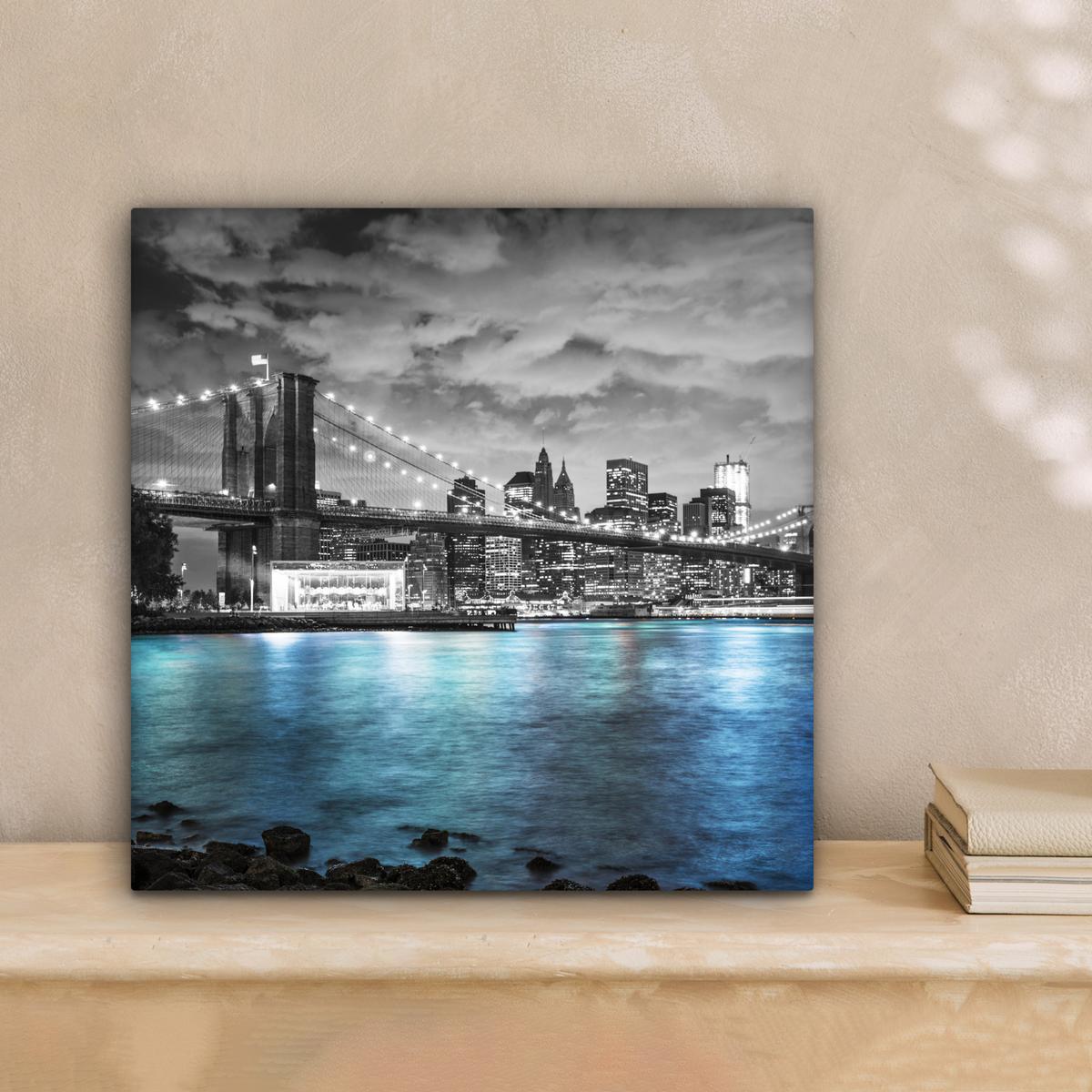 LEINWANDBILD New York - Skyline - Stadt - Blau Deko Wohnzimmer 20x20 cm - Blaugrau, Textil (20/20cm) - MuchoWow