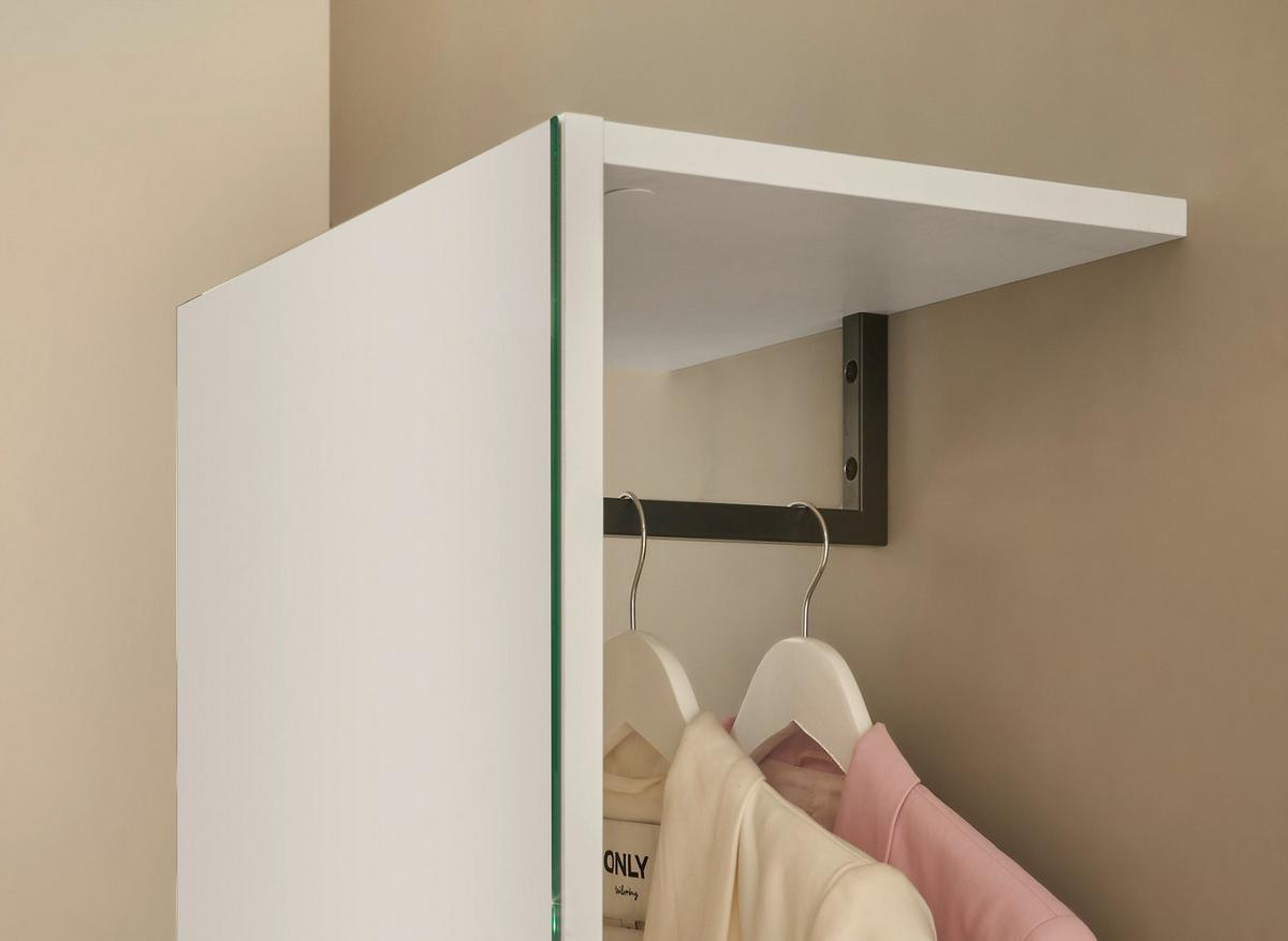 GARDEROBE weiß 50 x 200 cm, Kompaktgarderobe mit Spiegel und Kleiderstange - Schwarz/Weiß, Glas/Holzwerkstoff (50/200/30cm) - Furn.Design