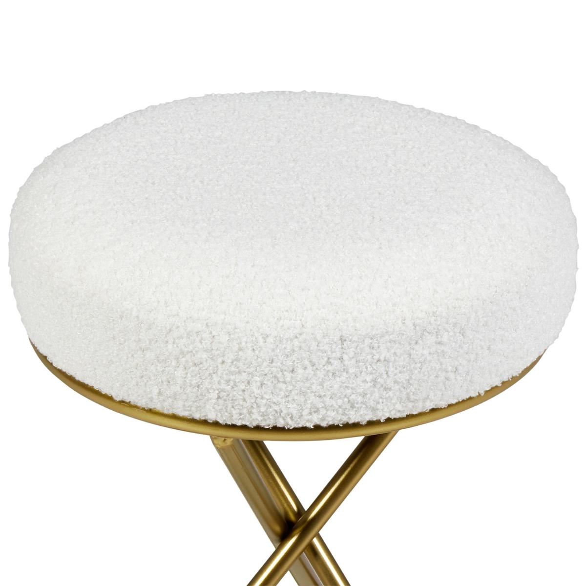 HOCKER Cremeweiß Presho - Goldfarben/Weiß, Textil (35/45/35cm) - Beliani