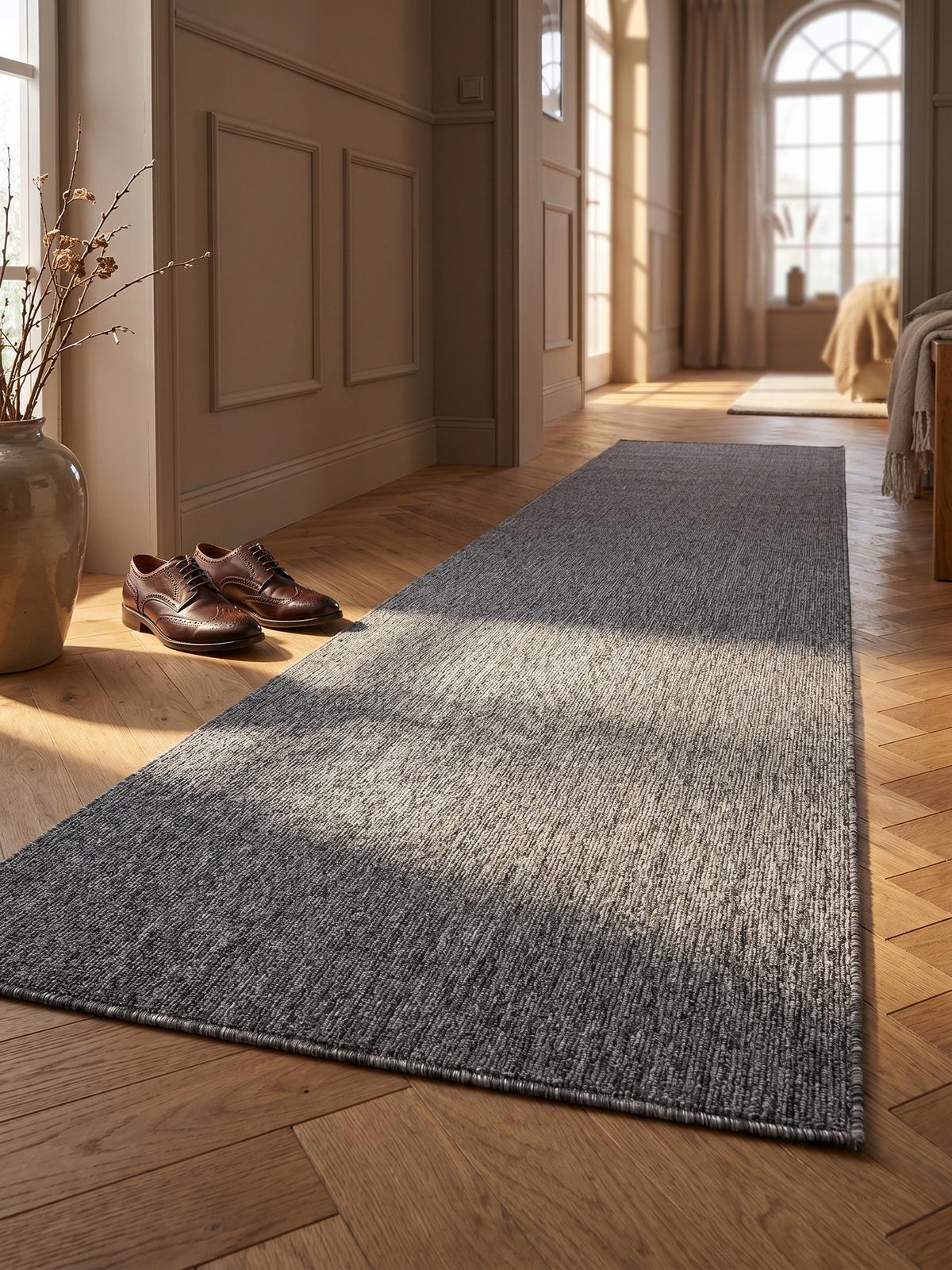 KURZFLORTEPPICH AMMER, einfarbig, Grau, 80 x 250 cm - Grau, Textil (250/80cm) - KADIMA DESIGN