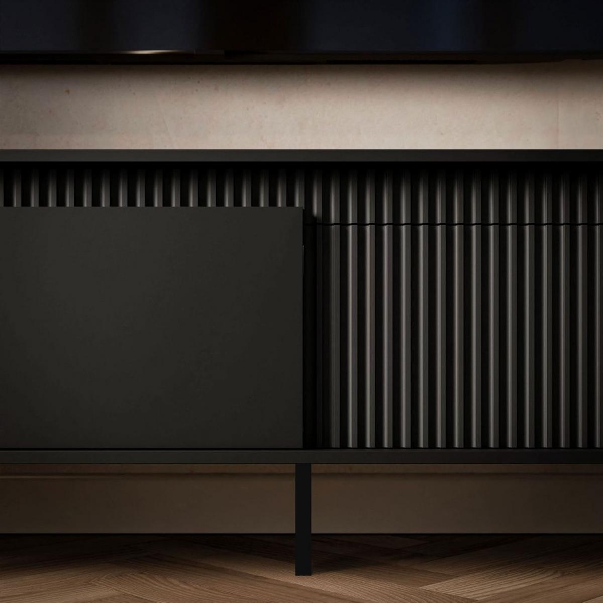 TV-ELEMENT YASUMI 187 cm schwarz matt - Schwarz, Holzwerkstoff (187.1/53.4/39.5cm) - Lookway
