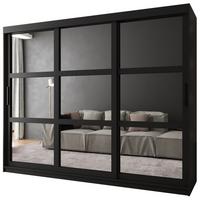 SCHWEBETÜRENSCHRANK 200/250/62 3-türig - Schwarz, Holz/Kunststoff (250/200/62cm) - MÖBEL KRYSPOL