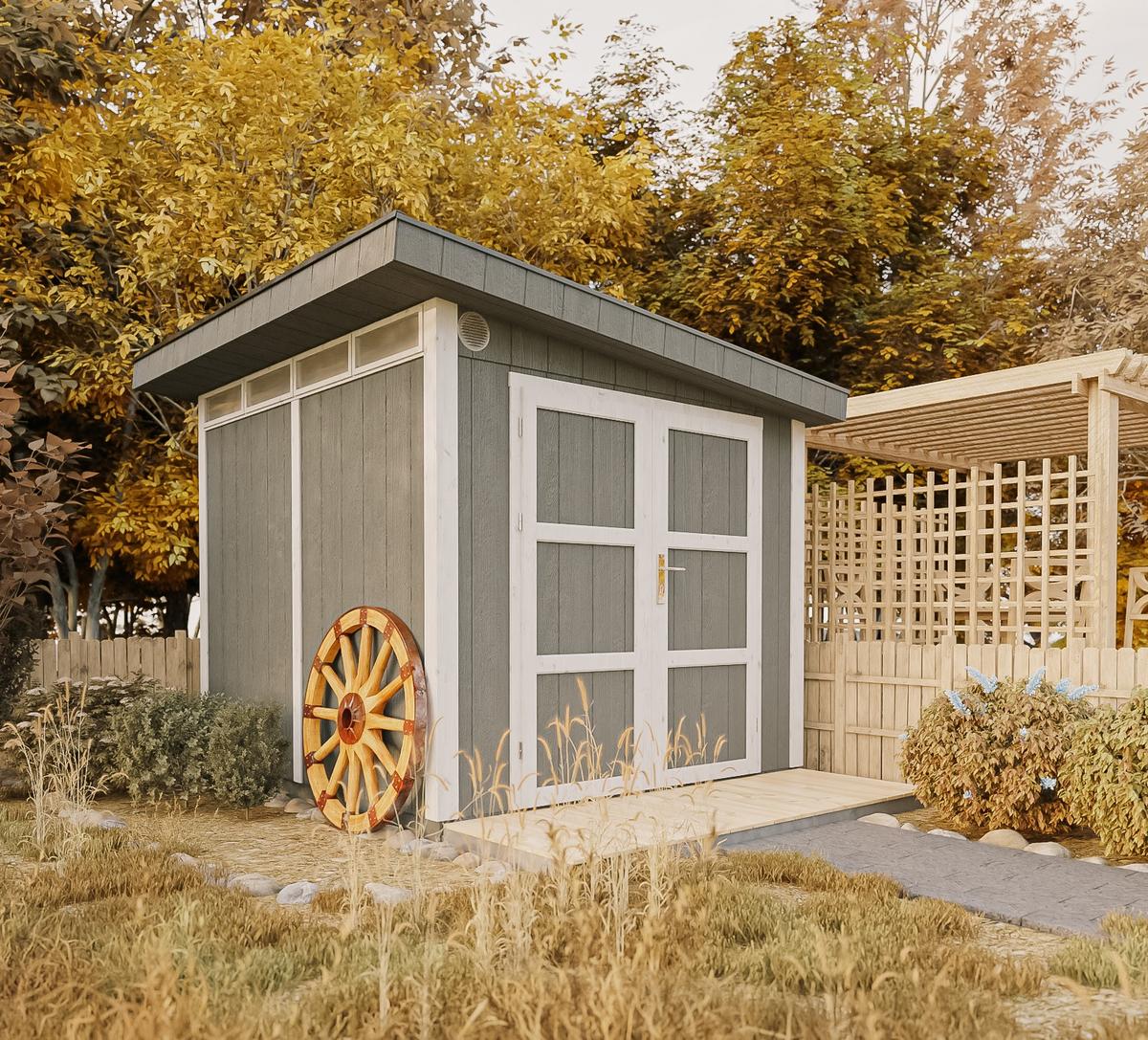 HOLZ-GARTENHAUS basis LP SmartSide 5,9m² mit B279xL293xH239 cm - M903A - CAVERN STEEL - Dunkelgrau, Holz (294/237/279cm) - Timbela