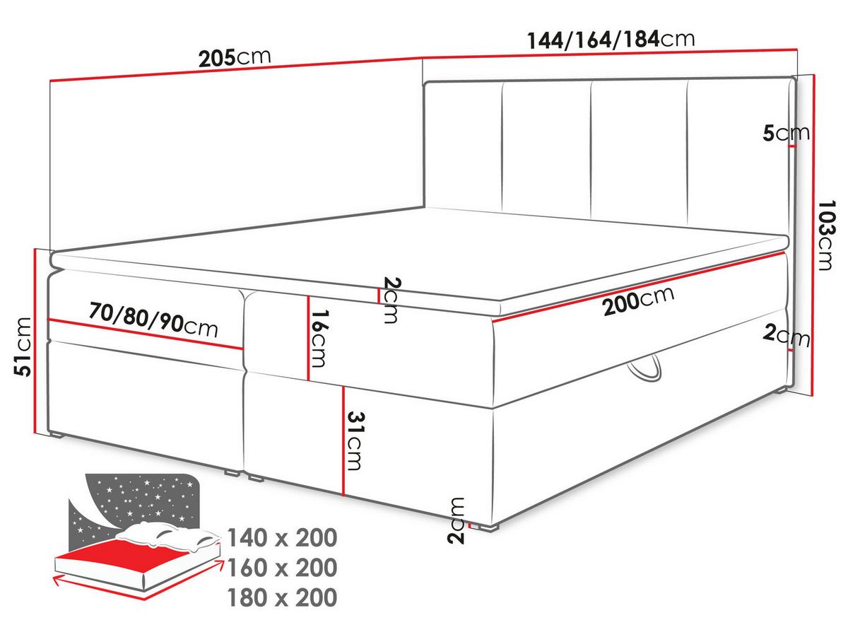 BOXBETT Rebos Boucle - H3 - Hellgrau, Holz/Textil (180/200cm) - MIRJAN24