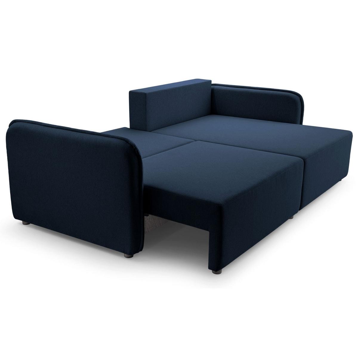 ECKSOFA Kassian, Marineblau Strukturstoff, rechtsseitig - Schwarz/Dunkelblau, Kunststoff/Textil (147/227cm) - Selsey