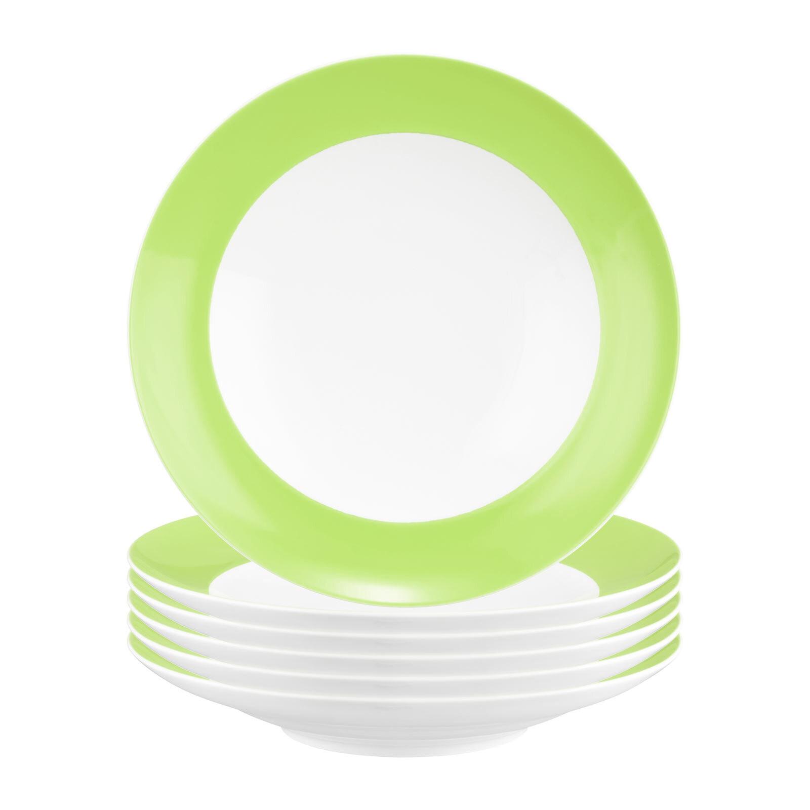 SUPPENTELLER Liberty Pure Colors Lime Green ø 23,5 cm 6er Set - Grün, Keramik (23.6cm) - Seltmann Weiden