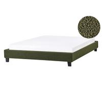 BETT 140/200 cm Dunkelgrün Roanne - Dunkelgrün/Braun, Textil (140/200cm) - Beliani