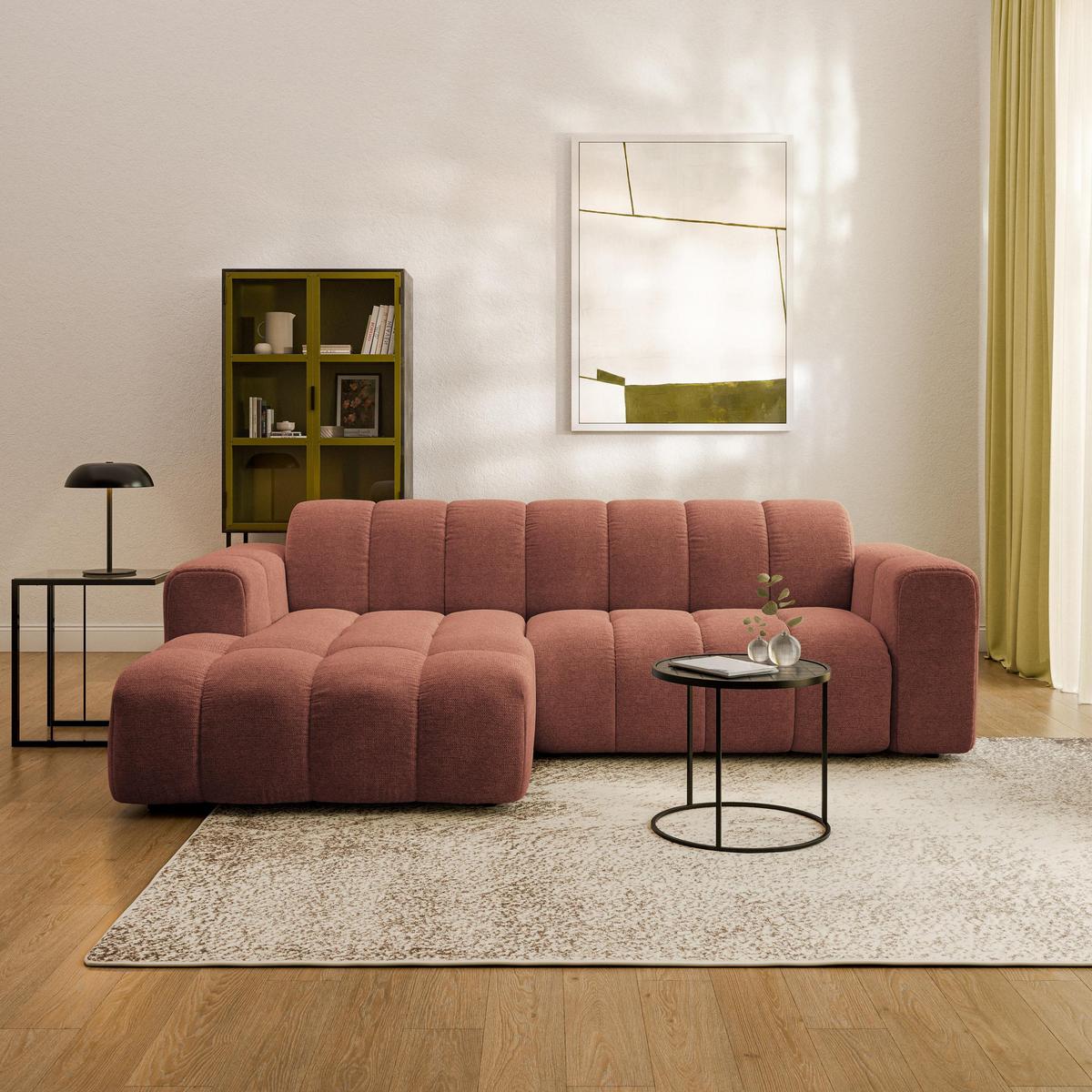 ECKSOFA TISI Orange Strukturstoff - Orange, Holz (274/165cm) - MASSENO