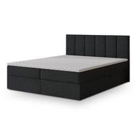 BOXBETT MERIL 200x200 cm mit Matratze und Topper, H2+H3 - Schwarz - Schwarz, Holz (200/200cm) - MASSENO