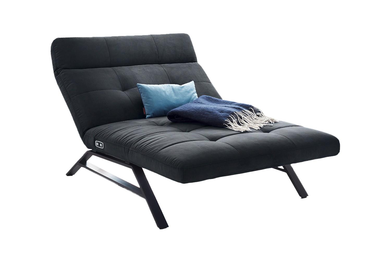 LIEGE MIT MOTORISCHER RELAXFUNKTION AMERIVA Schwarz Velvet Relaxfunktion - Schwarz, Textil (120/110/158cm) - KAWOLA