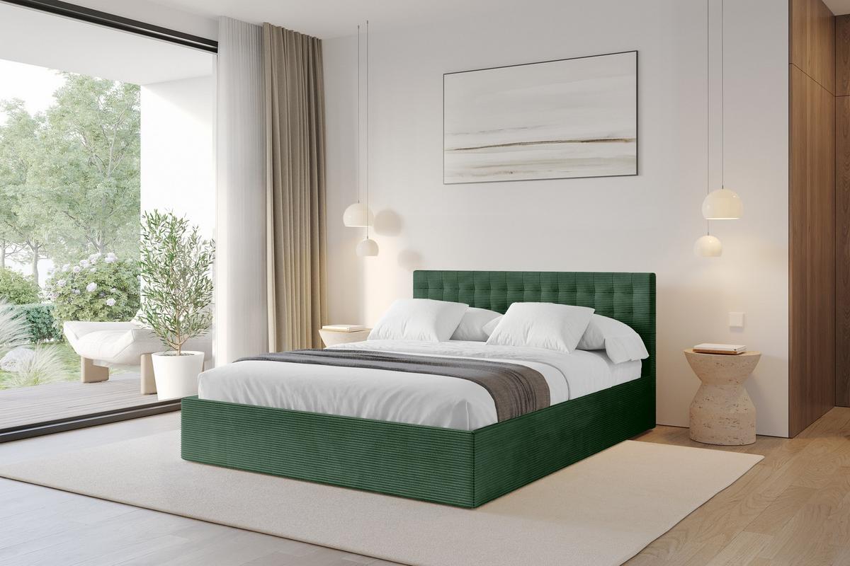 POLSTERBETT mit Bettkasten und Lattenrost, Boxbett ohne Matratze - PARI 180x200 Grün - Olivgrün, Holzwerkstoff/Textil (180/200cm) - ALTDECOR