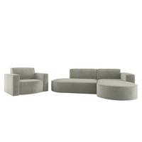 SOFASET Palma In Noel - Hellgrau, Holzwerkstoff/Textil (236/78/165cm) - Fun Möbel
