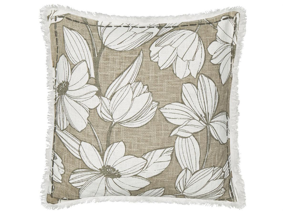 DEKOKISSEN 2er-Set Weiß 45/45 cm Cyanotis - Weiß/Grün, Textil (45/45cm) - Beliani
