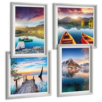 BILDER SET 4er Set - 50x50 cm & 40x60 cm Silberner Rahmen - Seen- und Berglandschaft Łódź - Silberfarben, Kunststoff (50/50cm) - TULUP