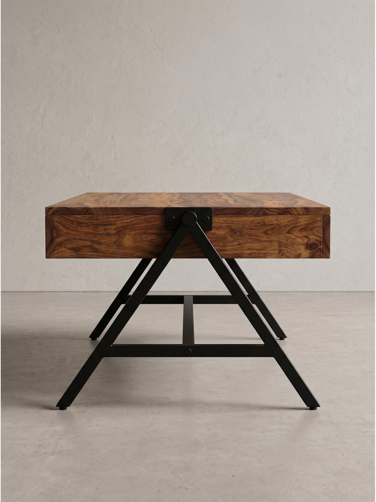 COUCHTISCH SENJA, Dunkles Massivholz, 120 x 60 x 40 cm - Schwarz/Braun, Holz/Metall (60/120/40cm) - KADIMA DESIGN