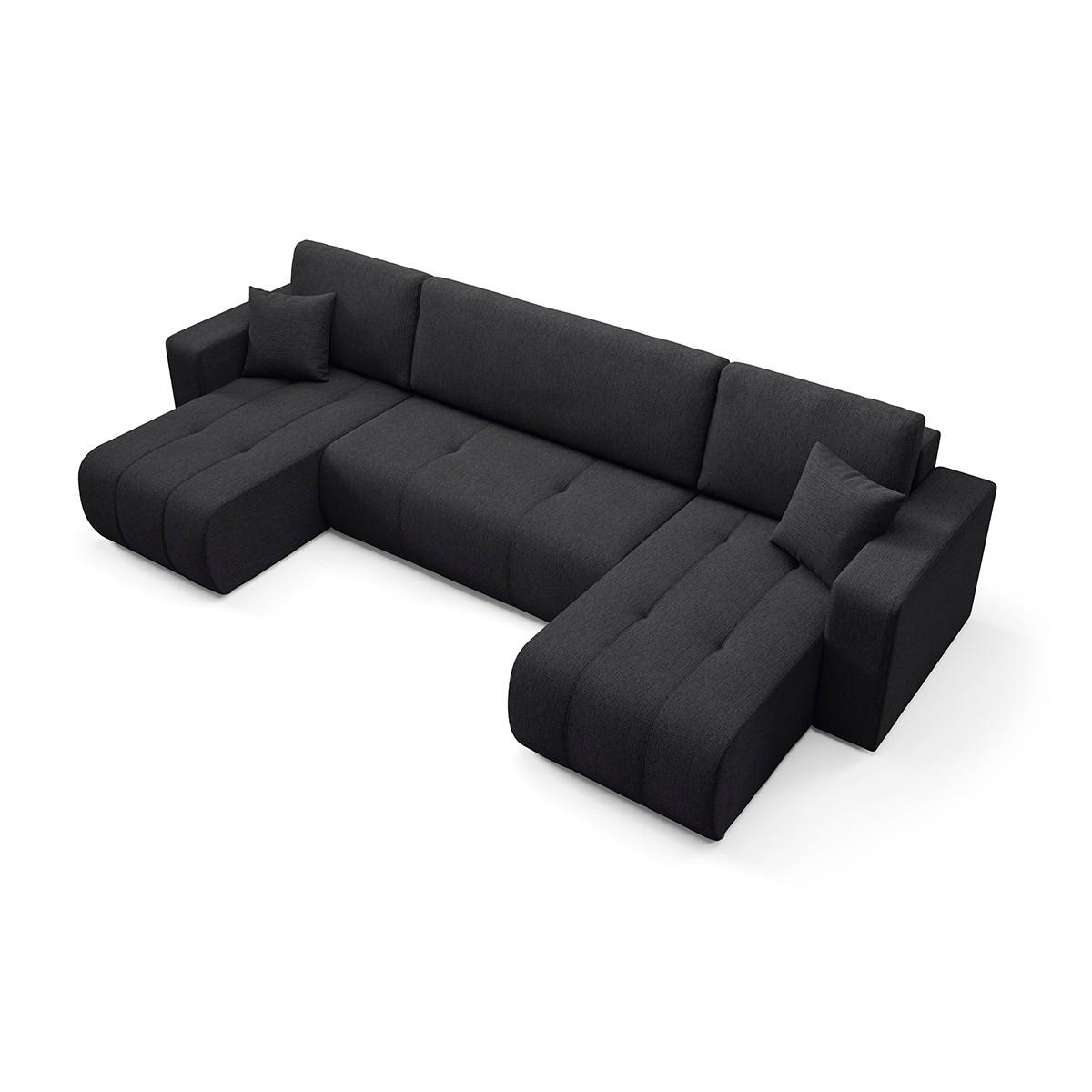 PANORAMASOFA Vasco 5 Sitzplätze Schwarz - Schwarz, Holz (318/88/145cm) - Petits-meubles