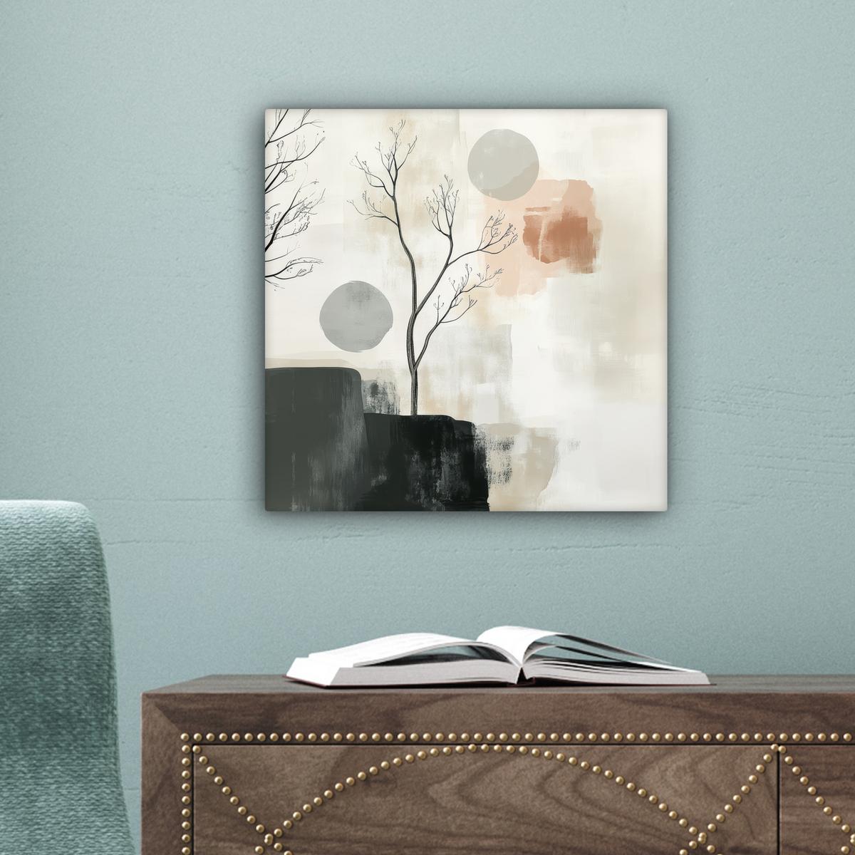 LEINWANDBILD Wabi sabi - Beige - Pflanze Deko Wohnzimmer 20x20 cm - Sandfarben, Textil (20/20cm) - MuchoWow