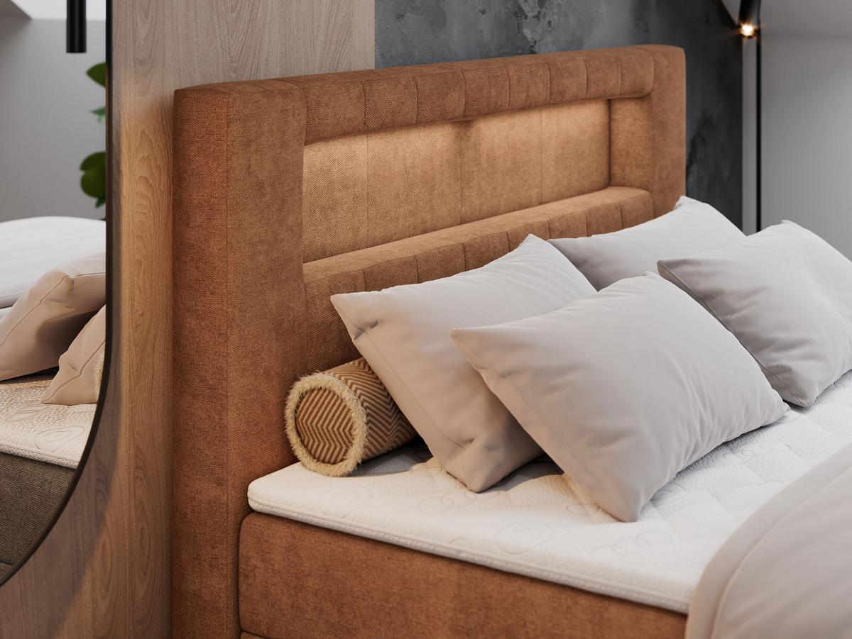 BOXBETT GOLD-5 LED 140/200 Orange Struktur - H3 - Orange, Holz/Textil (140/200cm) - MKS