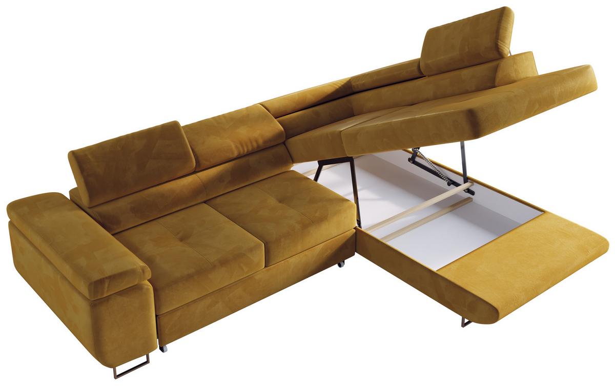 ECKSOFA GUSTAW L Gelb Velvet Rechts Seite - Gelb/Silberfarben, Textil/Metall (275/205cm) - MKS