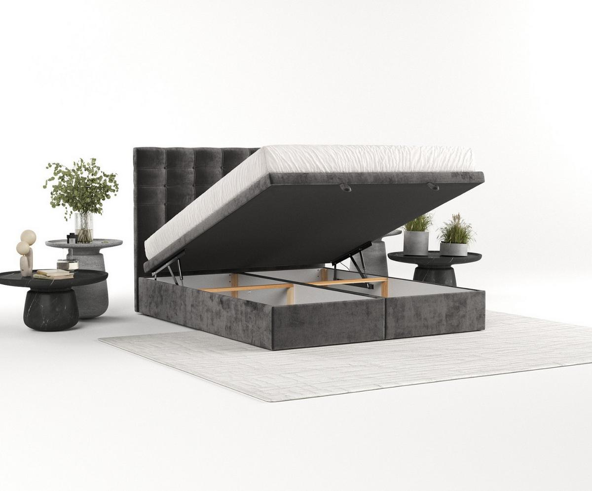 POLSTERBETT Callo mit Stauraum 200/200 cm Stahl im Lotta Stoff - Graphitfarben/Schwarz, Holz/Holzwerkstoff (200/200cm) - AltaBeds