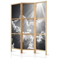 PARAVENT Japanischer 3-tlg 135x172 cm Wolken Himmel - Grau, Holz/Textil (135/172/3cm) - Muralo