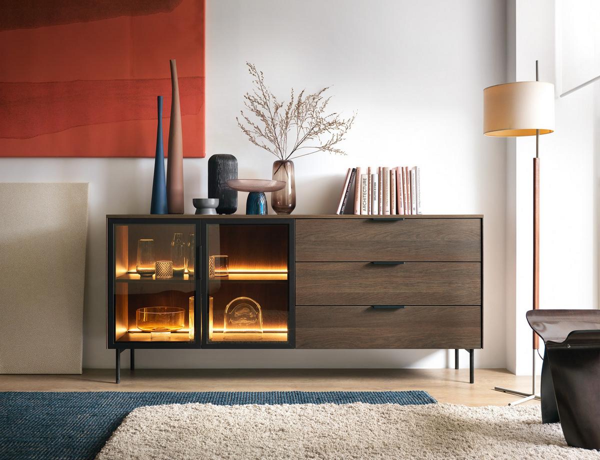 SIDEBOARD GLORIA 181,3x39,3x82,6 cm mit 3 Schubladen und 2 Türen Eichefarben - Braun, Holzwerkstoff (181.3/82.6/39.3cm) - MASSENO