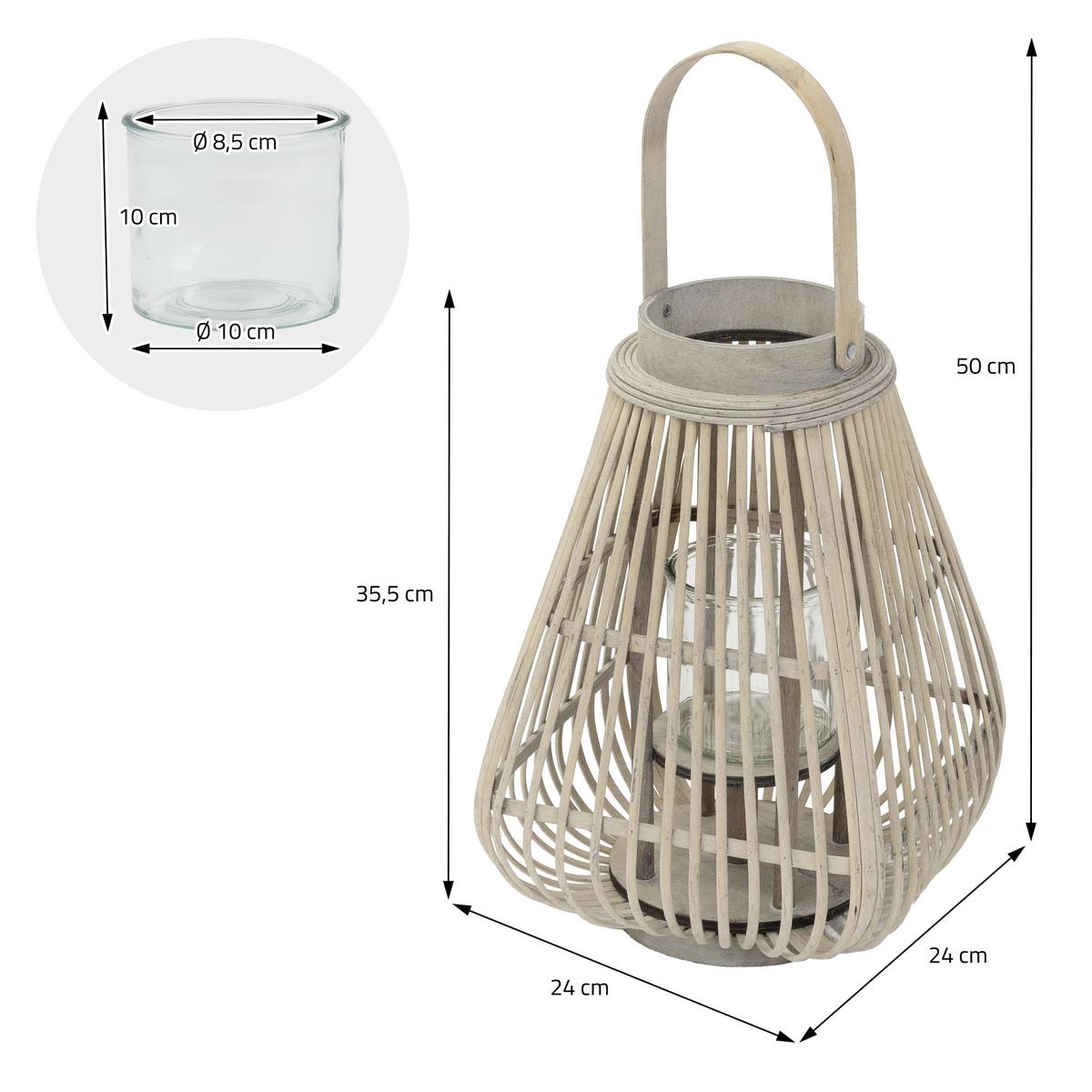BAMBUS LATERNE H: 50 cm Holzfarbe Boho Stil - Naturfarben, Holz (24/50/24cm) - ECD-Germany