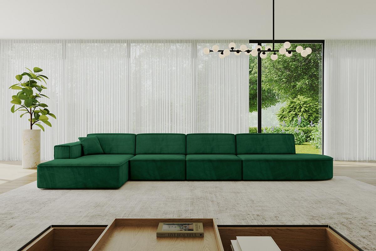 ECKSOFA Ottomane Links IREA-L3-v4 - 413x171x79 cm Grün - Grün, Holzwerkstoff/Textil (413/171cm) - ALTDECOR