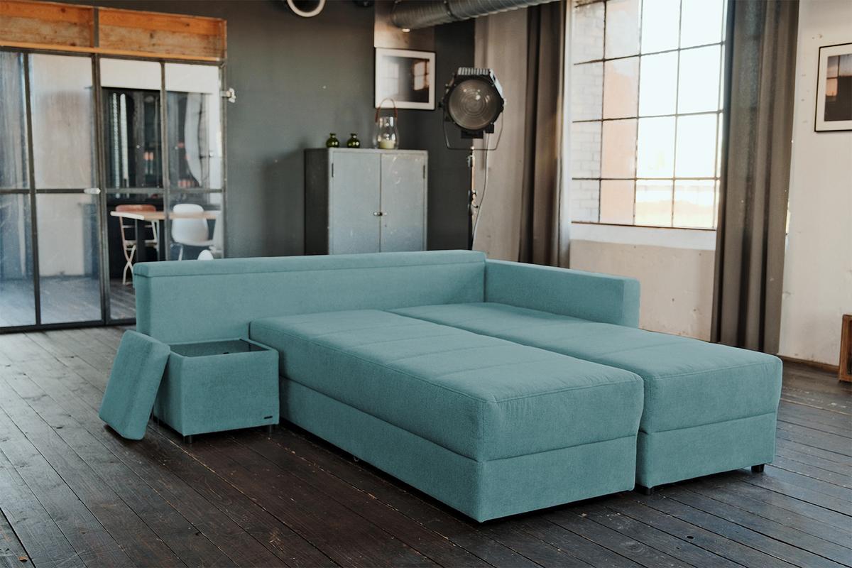 SCHLAFSOFA IDA Petrol Webstoff Mit Schlaffunktion - Petrol/Schwarz, Textil (287/229cm) - KAWOLA