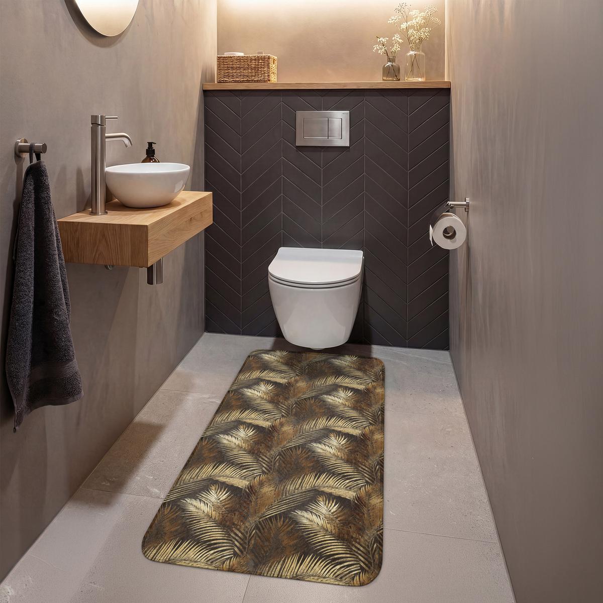 WC-VORLEGER Tropisch - Blätter - Gold Toilettenvorleger 60x120 cm - Goldfarben, Textil (60/1cm) - OnlyWow