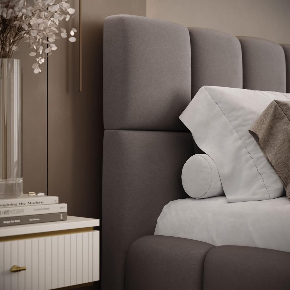 POLSTERBETT VENEZIA mit Bettkasten 120x200, Castel 20 - Taupe, Textil (120/200cm) - Lookway