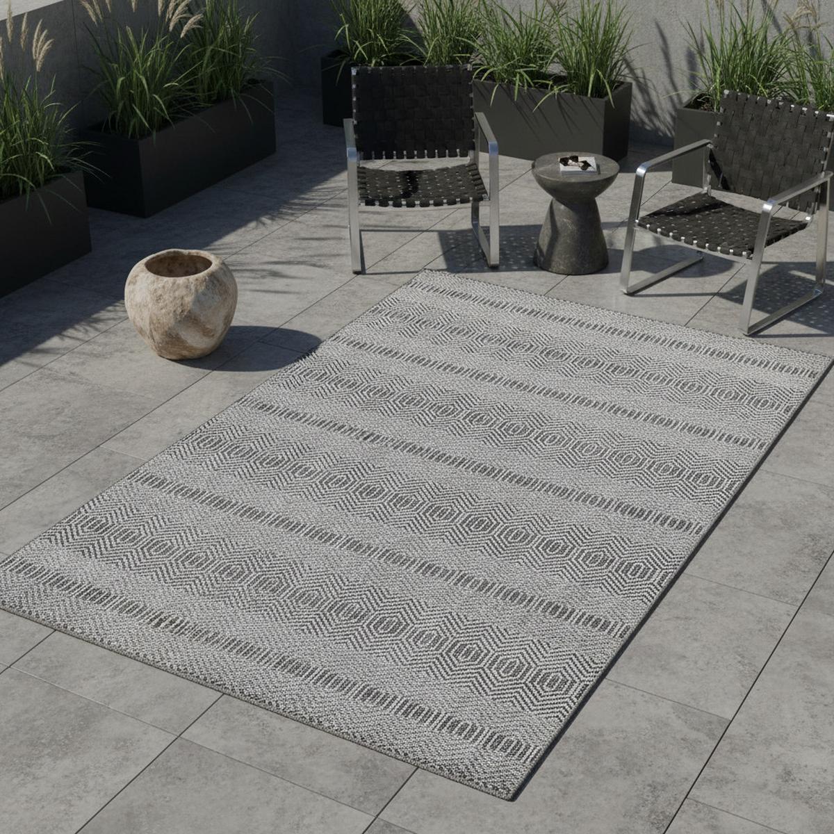 OUTDOORTEPPICH LIRIA, im Boho-Stil, Grau, 80 x 150 cm - Grau, Textil (80/150cm) - KADIMA DESIGN