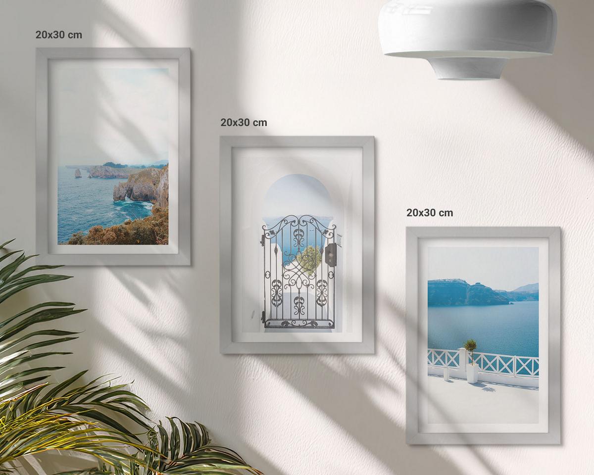 BILDER SET 3er Set - 20x30 cm Silberner Rahmen - Meeresarchitektur Griechenlands - Silberfarben, Kunststoff (20/30cm) - TULUP