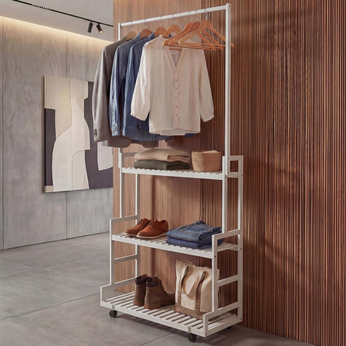 STANDGARDEROBE Weiß - Weiß, Holz (93/175/38cm) - MCW