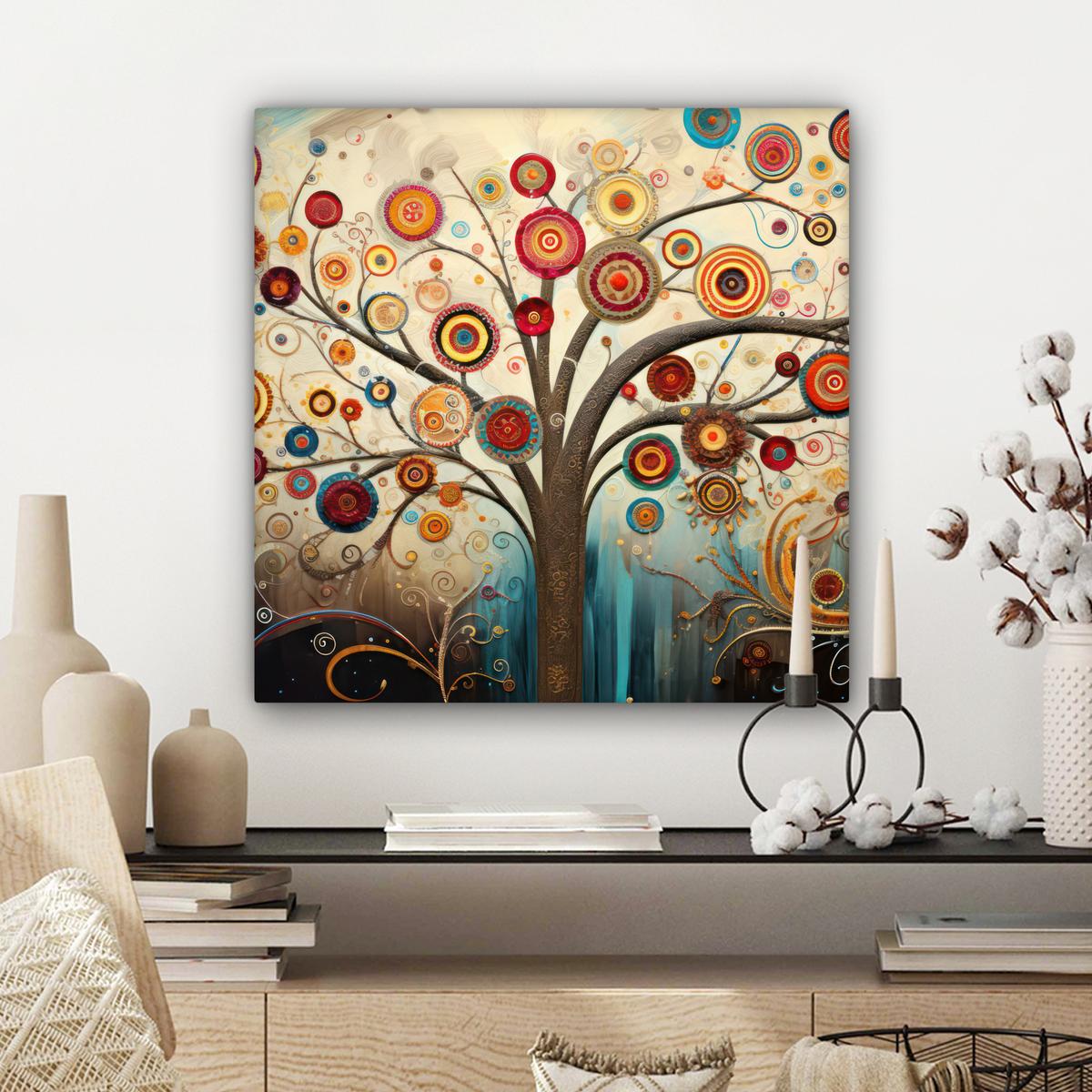LEINWANDBILD Baum - Baum des Lebens - Farbe Wandbild Wohnzimmer 50x50 cm - Braun, Textil (50/50cm) - MuchoWow