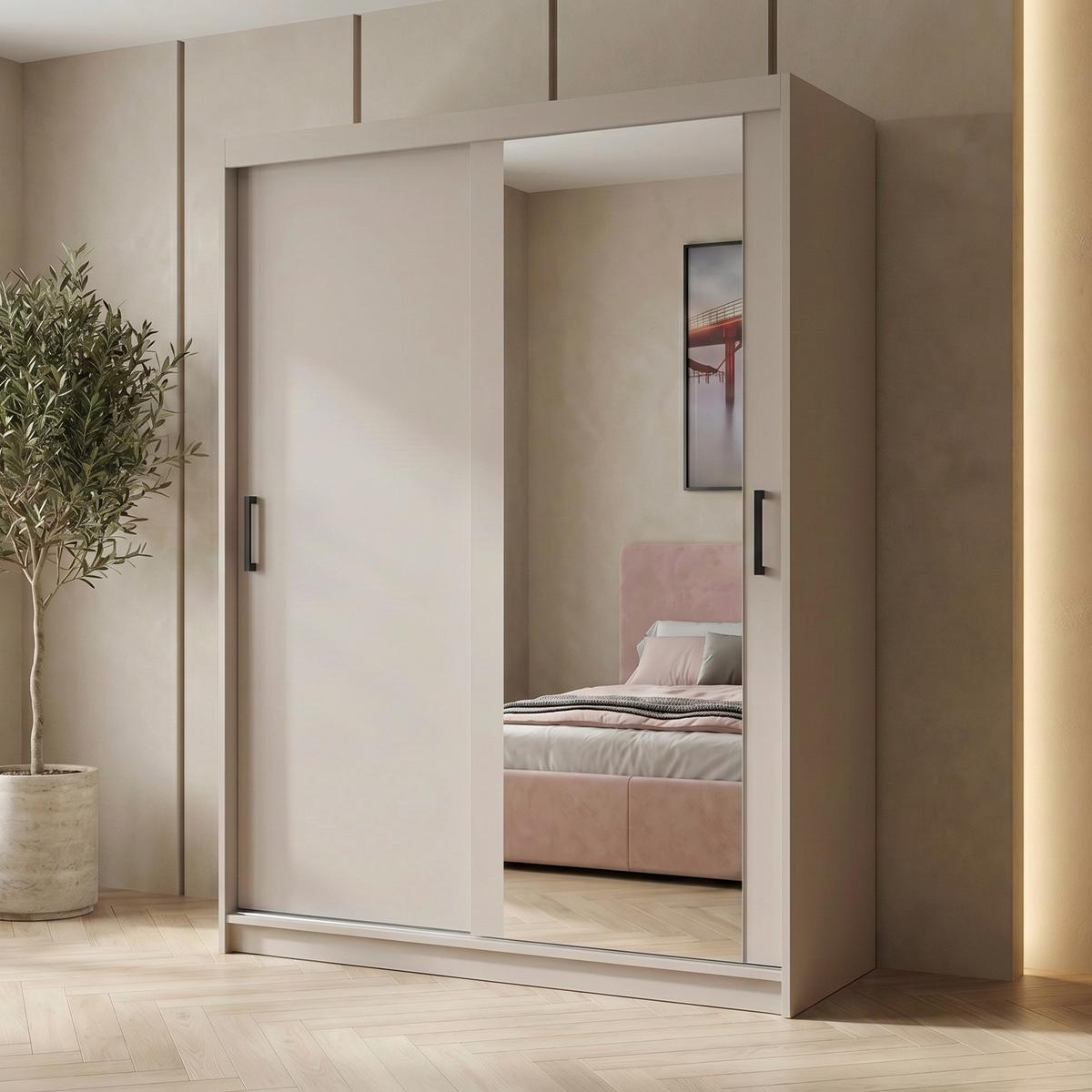 SCHWEBETÜRENSCHRANK Hela mit 2 Türen und Schubkasteneinsatz, 120 cm, Kaschmir - Kaschmir, Holzwerkstoff (120/205/60cm) - Beautysofa