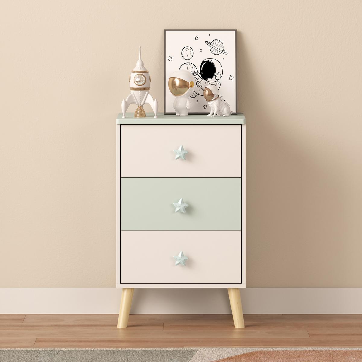 KINDERKOMMODE Sandnes - Weiß/Mintgrün, Holz/Holzwerkstoff (38/61.5/30cm) - [en.casa]